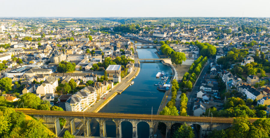 Aerial,View,Of,Laval,Town,In,Mayenne,Department,,Western,France