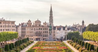 Mont,Des,Arts,Garden,In,Brussel,,Belgium,,Landscaped,Garden,Located